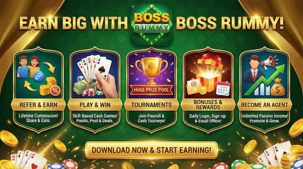 how to ern money using boss rummy game